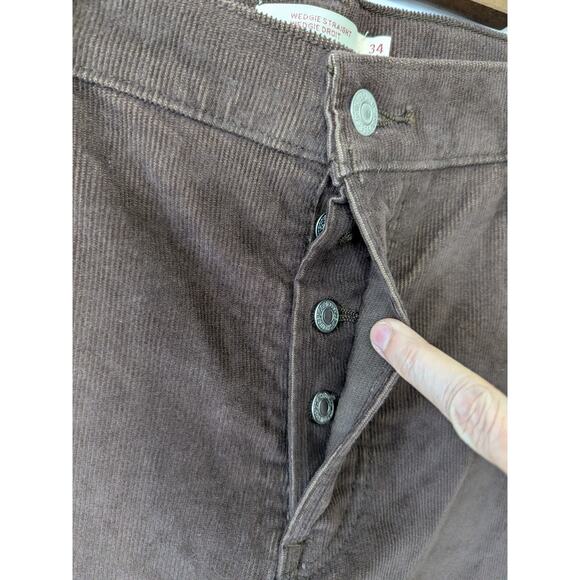 Levi's Wedgie Straight Corduroy Pants 34x28 Brown Button Fly High Rise Premium - Picture 3 of 11